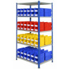 double sided rivet racking with storage bins 