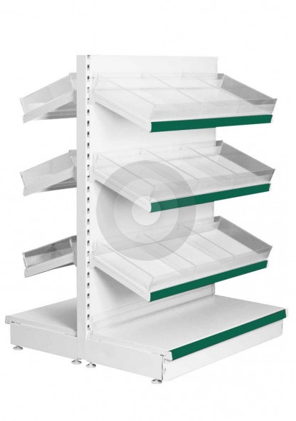 double sided shop shelving with risers and dividers