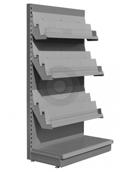 Silver 8 tier magazine shelving unit for newsagents