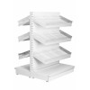 extra deep gondola shelving unit with plastic shelf risers and dividers