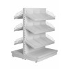 deep low gondola shelving with wire risers and dividers