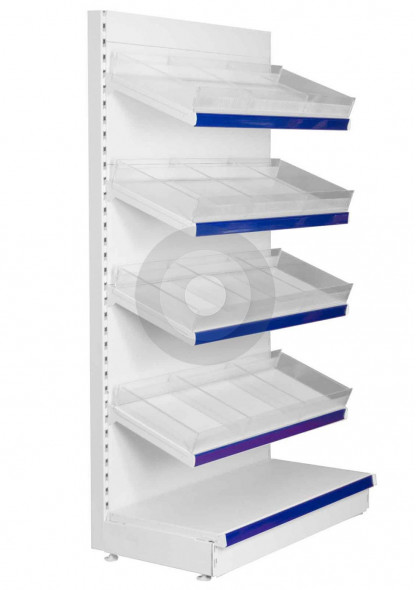 shop shelving with plastic risers and dividers