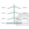 silver deep low gondola shelving with plastic risers and dividers diagram