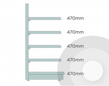 Medium Maximum Display Wall Shelving Silver (RAL9006)