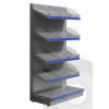 Deep Wall Shelving With Wire Risers And Dividers Silver (RAL9006)
