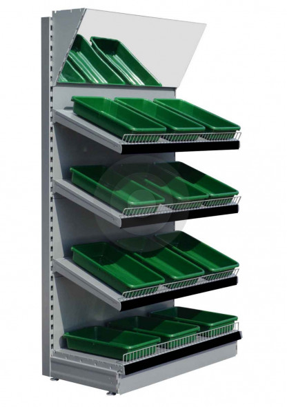 Silver green grocers shelving unit