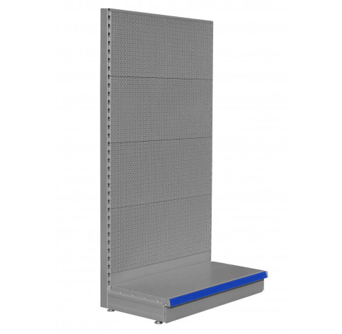 Silver pegboard shelving end bay
